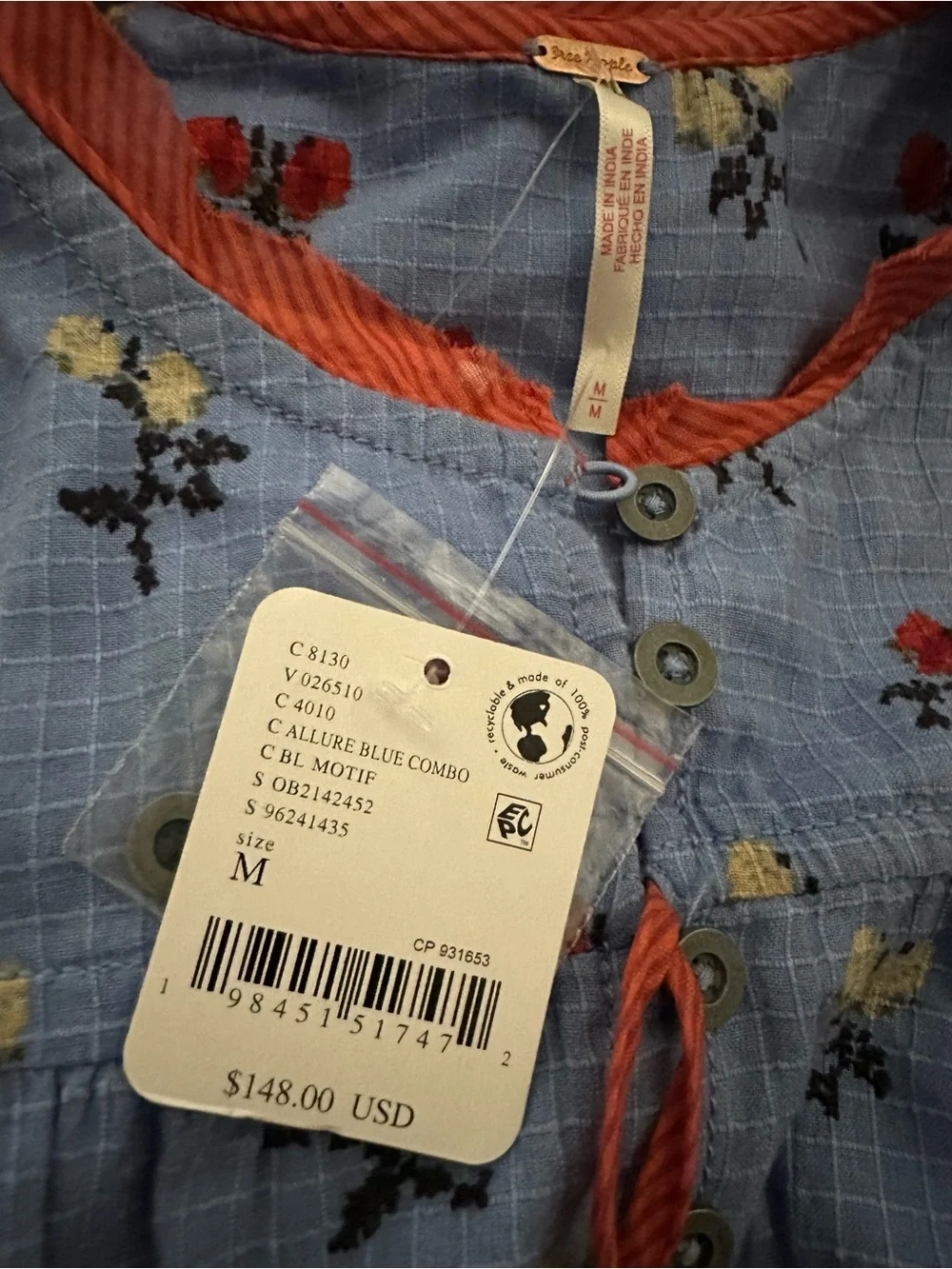 Free People Sundown Ditsy Print Smock Mini Dress Size Medium - Picture 6 of 7